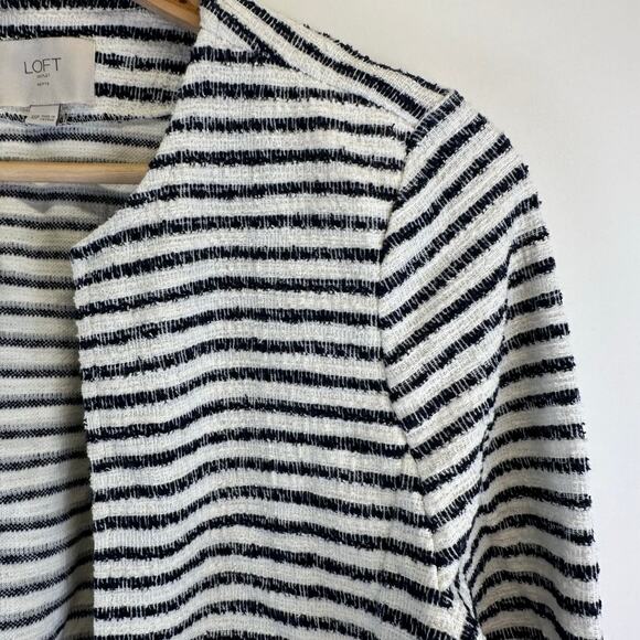 Loft Black and White Striped Open Front Cardigan Sweater Blazer Womens XS Petite - Picture 4 of 13